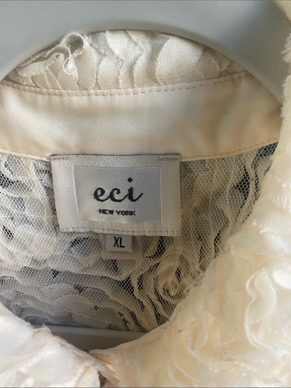 ECI Sleeveless Ivory Ruffle-Collar Button Front Blouse - Picture 10 of 15